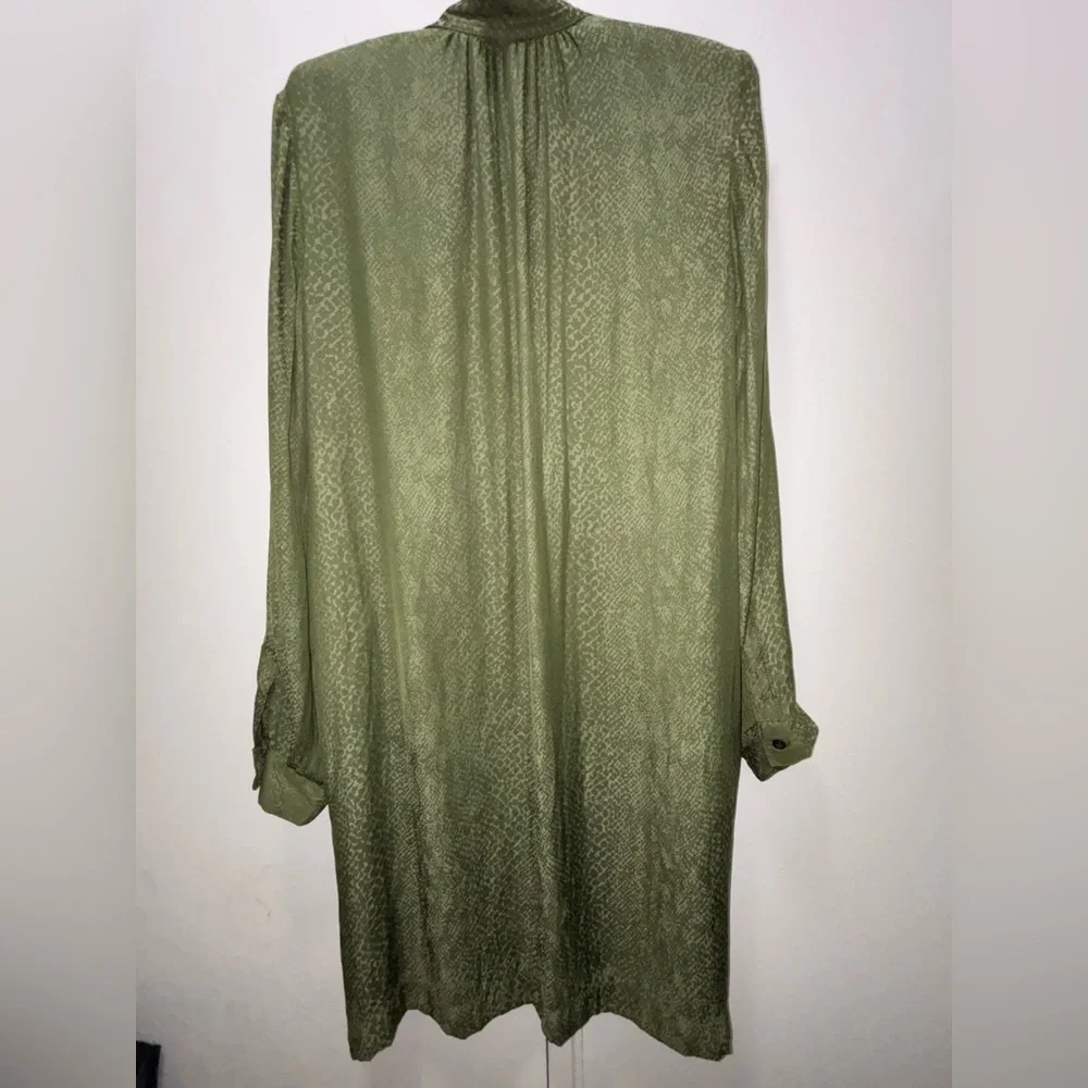 NWOT Banana Republic Olive Green Snake Print Utility Popover Shirtdress Sz 12